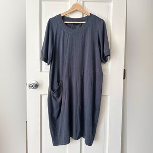 Lisa Bayne Gray Lagenlook Oversized Short Sleeve Dress Size XS